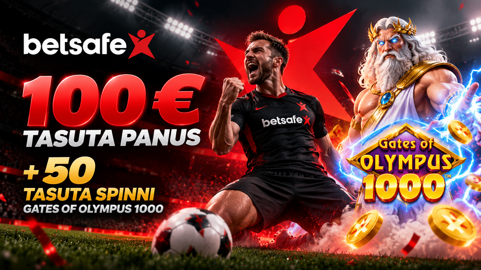 Betsafe tervitusboonus – 100 € tasuta panus ja 50 tasuta spinni