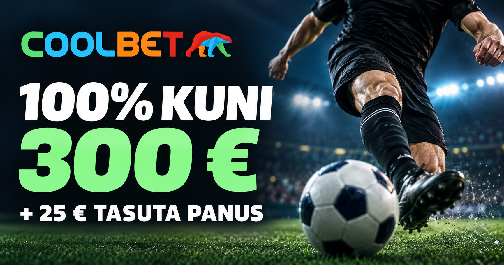 Coolbet spordiboonus 100% kuni 300 € + 25 € tasuta panus
