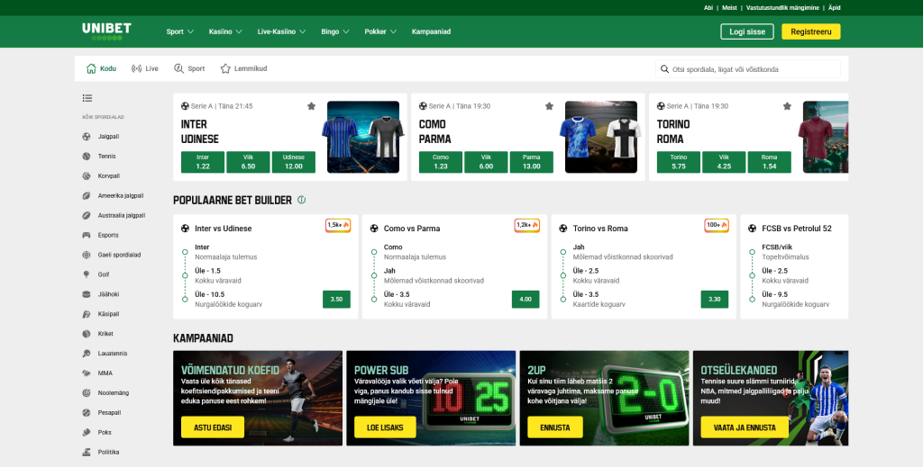 Unibet veebileht
